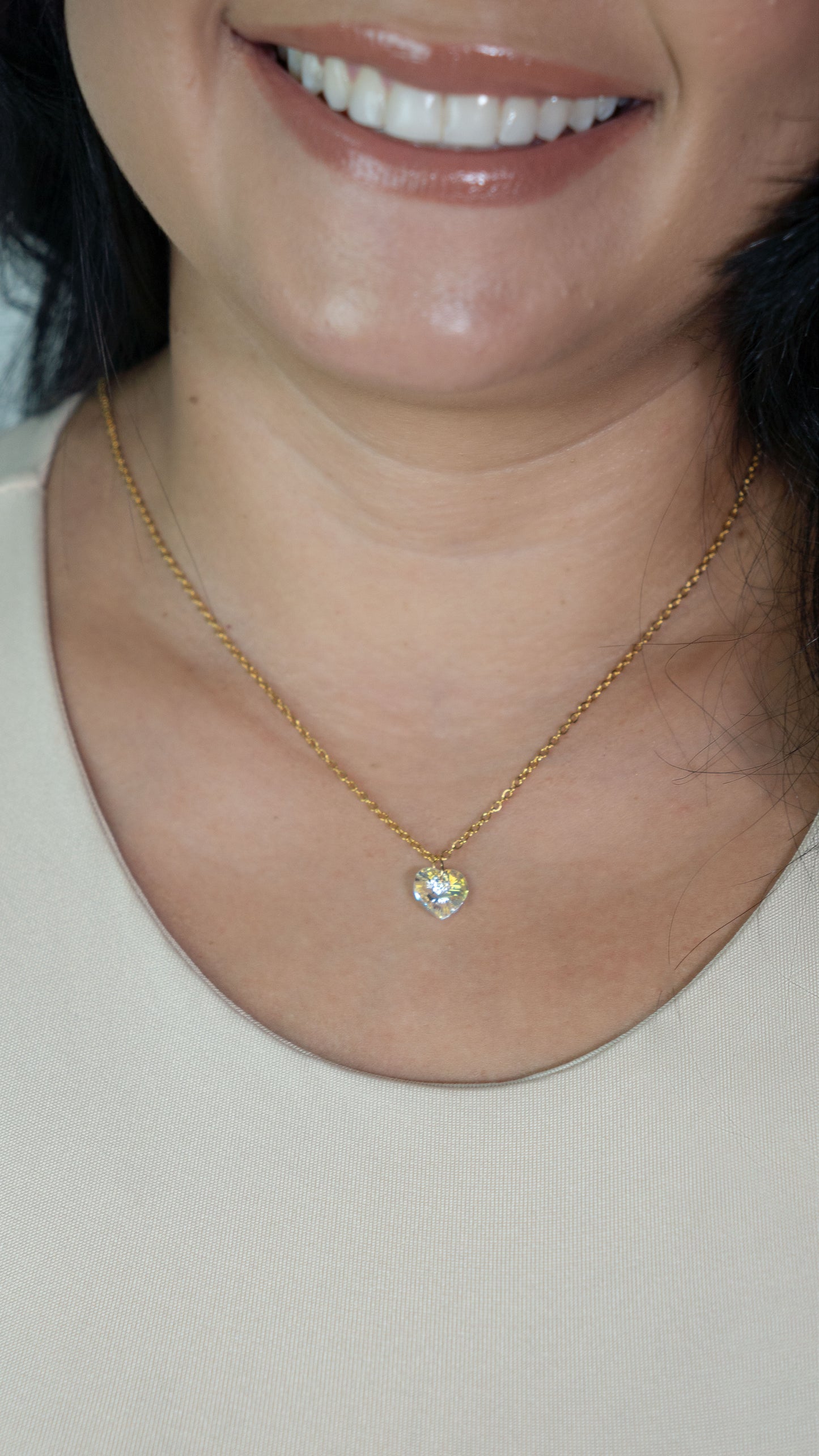Cadena corazon brillante