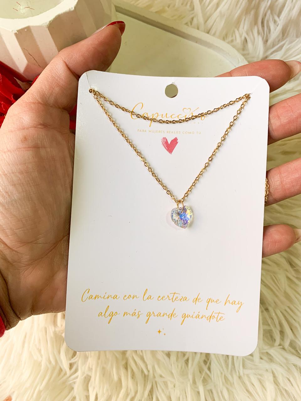 Cadena corazon brillante