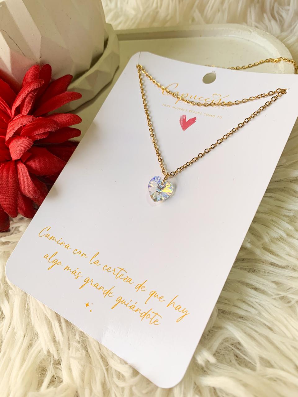 Cadena corazon brillante