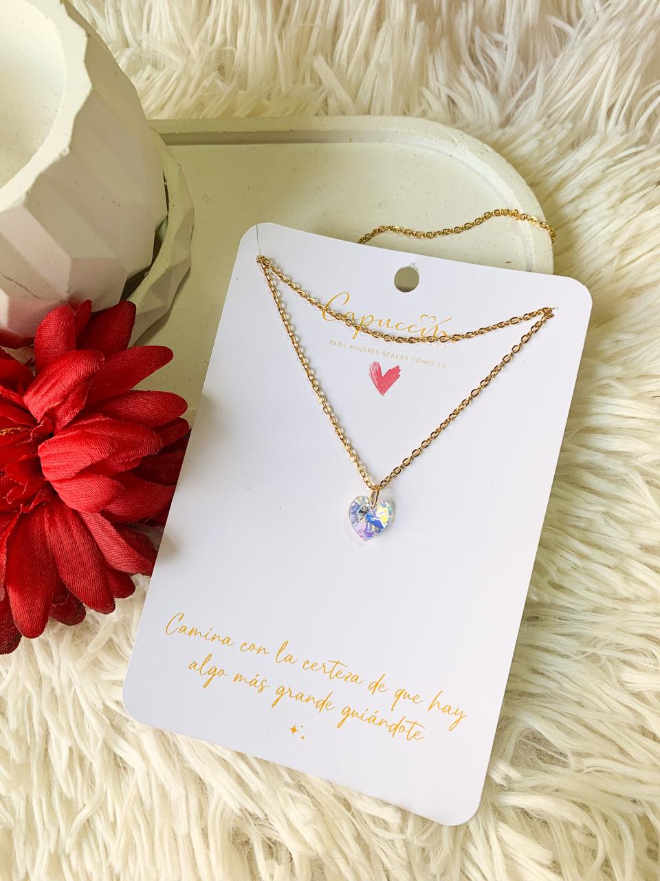 Cadena corazon brillante